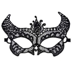 Venetiansk Ögonmask i Spets Maskerad Halloween Mask Maleficent svart