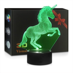 Enhörningslampor Akryl 7-färgs 3D Illusion LED-färgförändring