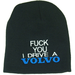 Beanie med broderat text Fuck You I Drive a Volvo