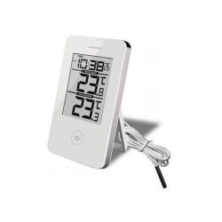 Digital termometer som mäter både inne och ute med klocka