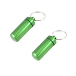 2st Gröna Piller- Medicin-burk/behållare på nyckelring