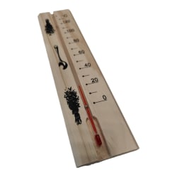 Bastutermometer 0 till 130 grader Celcius på träpbit, Pelare