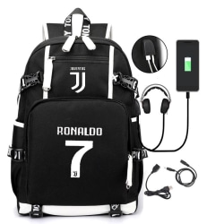 ronaldo 7 rygsæk børn rygsække rygsæk med USB stik 1 stk sort