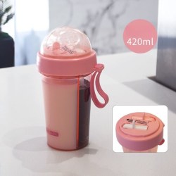 vattenflaska med sugrör dricksflaska 600ML rosa