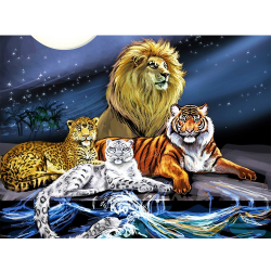 Diamond painting 5D DIY diamant målning Lejon tiger 50x70cm
