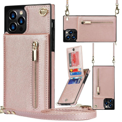 mobilskal fodral plånboksfodral korthållare för iPhone 12 mini 5 rosa guld