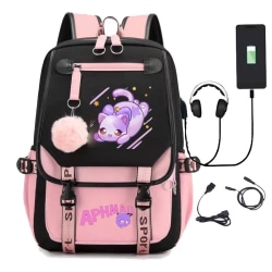 Aphmau rygsæk børne rygsække rygsæk med USB stik 1 stk lyserød 2