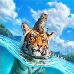 Fuld 5D DIY diamantmaleri Korssting Tigers mosaikbroderi som på billede 1 35 x 35 cm