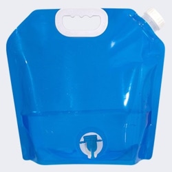 vattendunk vattenflaska vatten dunkar vattenpåse 5L blå med kran