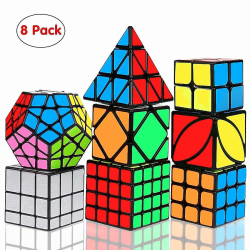 Speed ​​Cube Set, Magic Cube Bundle 2x2 3x3 4x4 Pyramid - Leksakspusselkub för barn och vuxna Set om 8