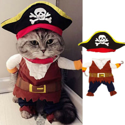 Husdjur Hund Katt Halloween Kostym Kläder Pirat Cosplay Rolig Fancy L