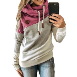 Huvtröja för kvinna med turtleneck sweatshirt hoodie sport camo tröja rose red XL