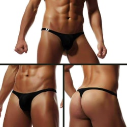 en Underwear Sports Briefs Jockstrap Low Sexy Quick Dry Thongs Pics 3-Black M