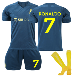 RONALDO #7 Fotboll T-shirts Al Nassr bortatröja Set för barn Kids 24(130-140CM)