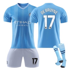 23-24 Manchester City fotbollsuniform för vuxna för barn De Bruyne #17 S