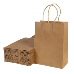 Papperspåsar med handtag 30-pack, presentpåsar, 15x21x8cm (brun)