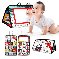 Activity-spegel, baby, säkerhets- och vikbar lekplatta med smaklös baby med högkontrastmönster - Perfet