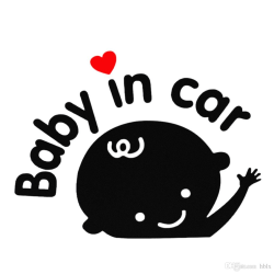 2st Baby dekal " Baby in car " Självhäftande vit 6,7 × 5,9 cm