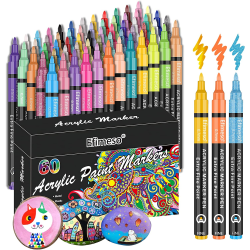 Akrylfärgpennor 60 färger permanenta vattenbaserad akrylpenna