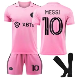 Messi NO.10 Miami International hjemmetrøje pink fodboldtrøje voksensæt børnesæt 22(130-135cm)