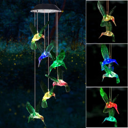 Solar Hummingbird Wind Chimes utomhusdekoration, trädgårdsdekorationer Green Hummingbird