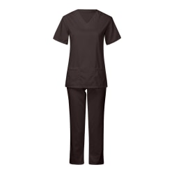 Doctor Nursing Scrubs Uniform Toppbuksesett SVART XL