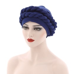 Handgjord afrikansk cap Head Wrap Braid Bonnet BLÅ blue