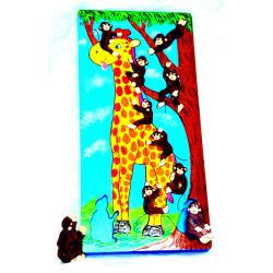Räknepussel i trä 1-10 , Giraff med apor
