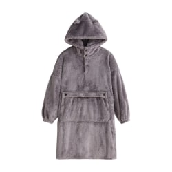 Mub- Lat par morgonrock pullover filt huva utomhus inomhus varm TV-filt hoodie filt Dark gray model L