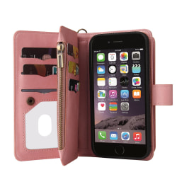 Kt Multi-functional Series-2 Skin-touch Feel Pu Läder Handväska Cover För Iphone 6 / Se (2022)/se (2020)/8/7, Stativkorthållare Fack Shockproo Pink