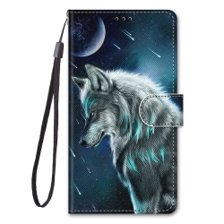 Case till Motorola Moto E13 Målat cover Magnetic Coque Cover Etui Stängning - Wolf