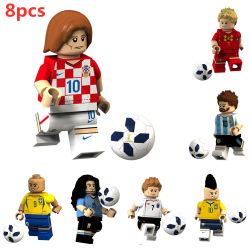 8st fotbollsspelare Super Star Minifigur leksak Block Building