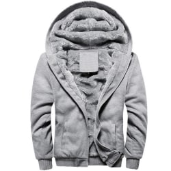 Fleecejacka för män Vinter varm långärmad hoodiejacka Grey 2XL