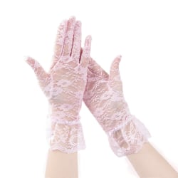 Spets handske med kort handled Bröllopsfest Brudhandskar med helfinger Pink