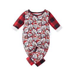 Nyfödd baby jultomte Printed Jumpsuit Playsuits Romper red 90CM