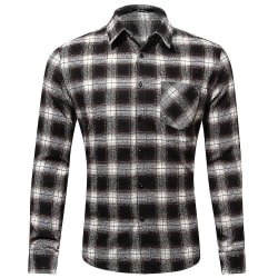 Rutig flanellskjortor för män Långärmad Casual Button Down Slim Fit Outfit Brown 2XL