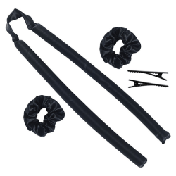 Återanvändbar värmelös locktång Curling Pannband med lockigt hår Black