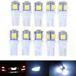 10Pcs White T10 Wedge 5-SMD 5050 5W5 LED License Plate Bulbs