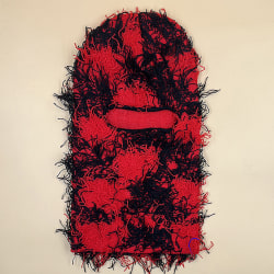 Hip Hop Balaclava Distressed Knitted Caps Full Face Ski Mask Red