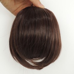 Fringe Clip In On Bangs Straight Hair Extensions Dark Brown