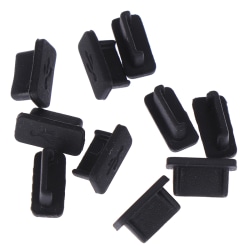 10 st gummi USB typ-c dammplugg laddare port anti-damm cover Black