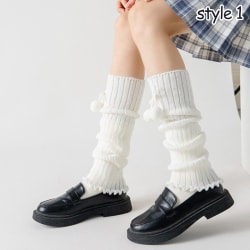 Lolita Over Knee Kawaii Leg Warmers Strikke Sokker Knitted Foot Co White style 1