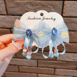 Butterfly Ribbon Hårklemmer for jenter No Harm Baby Diamond Hair Blue