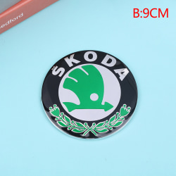 8CM 9CM Grønt ABS-emblem til Skoda Bilhoved Forre Bag Boot B