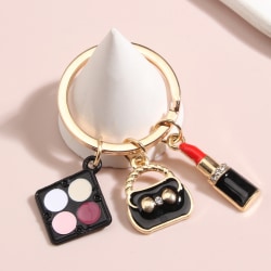 e Enamel Keychain Lady Eyeshadow Palette Lipstick Handbag Key R A2