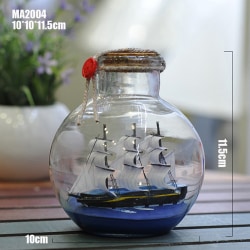 Sejlbåd i ønskeflaske Glaskorkflasker Piratskib i 3