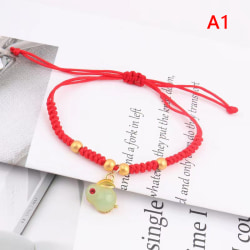 e Lucky Zodiac armbånd for kvinner stil rødt tau vevde smykker A1