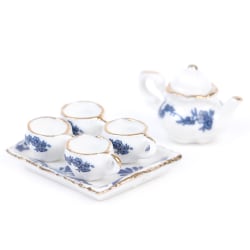 6st Dollhouse Miniatyr Dining Ware Porslin Tea Set