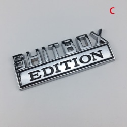 1X 3D ABS-emblem SHITBOX EDITION-emblem Bil hale-sideklistremerke Silver-Black