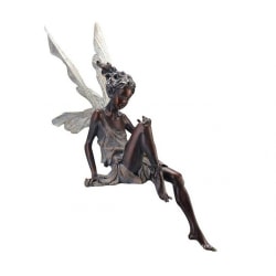 Resin Sittende Fairy Statue Hage Ornament Veranda Skulptur Brown